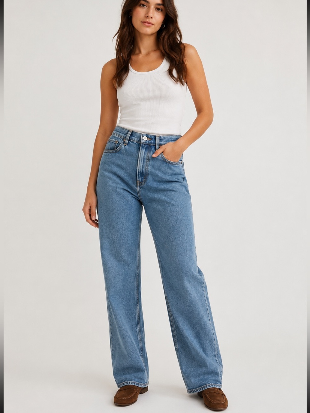 Abercrombie & Fitch Curve Love High Rise 90s Relaxed Jeans 28 Short Blue Denim
